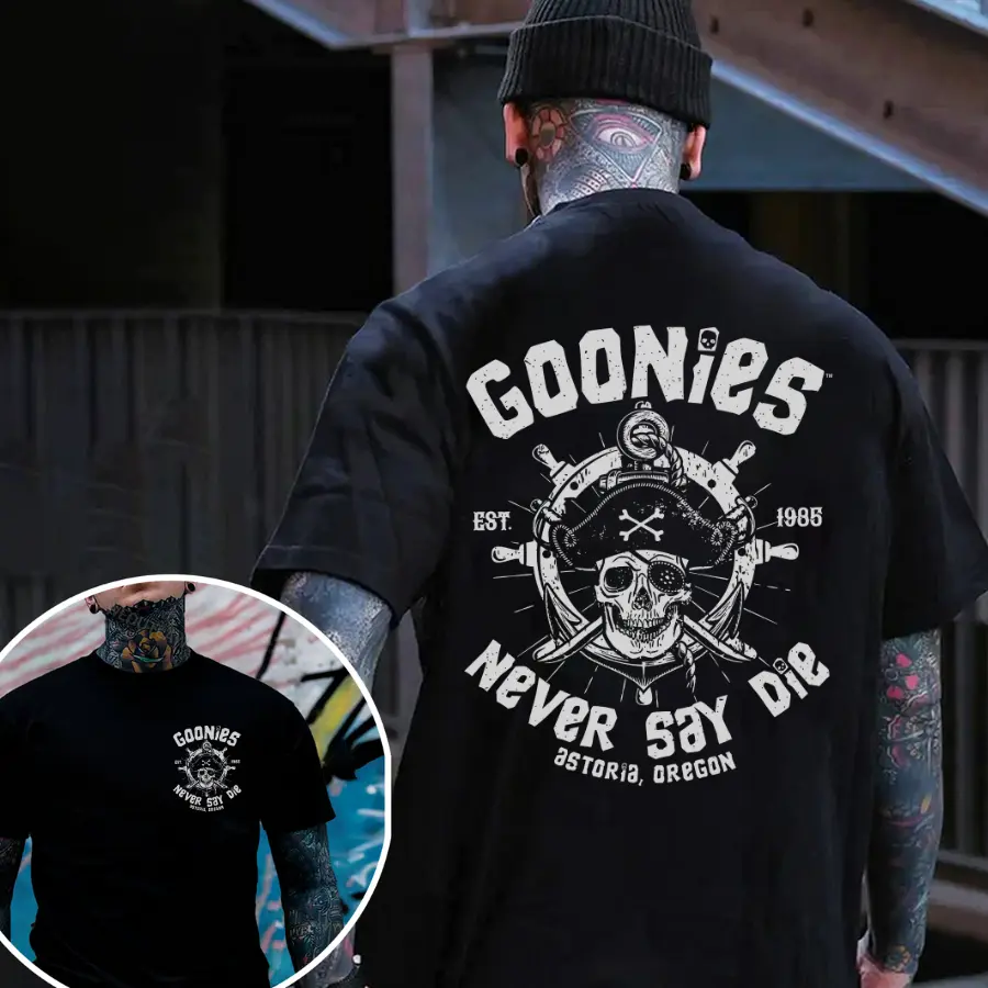 Goonies Vintage Graphic Tee, 1985 Retro Pirate Skull Shirt, 80s Movies Tee, Unisex Tshirt, Gifts, Menswear Womenswear Streetwear Cotton Comfort Top