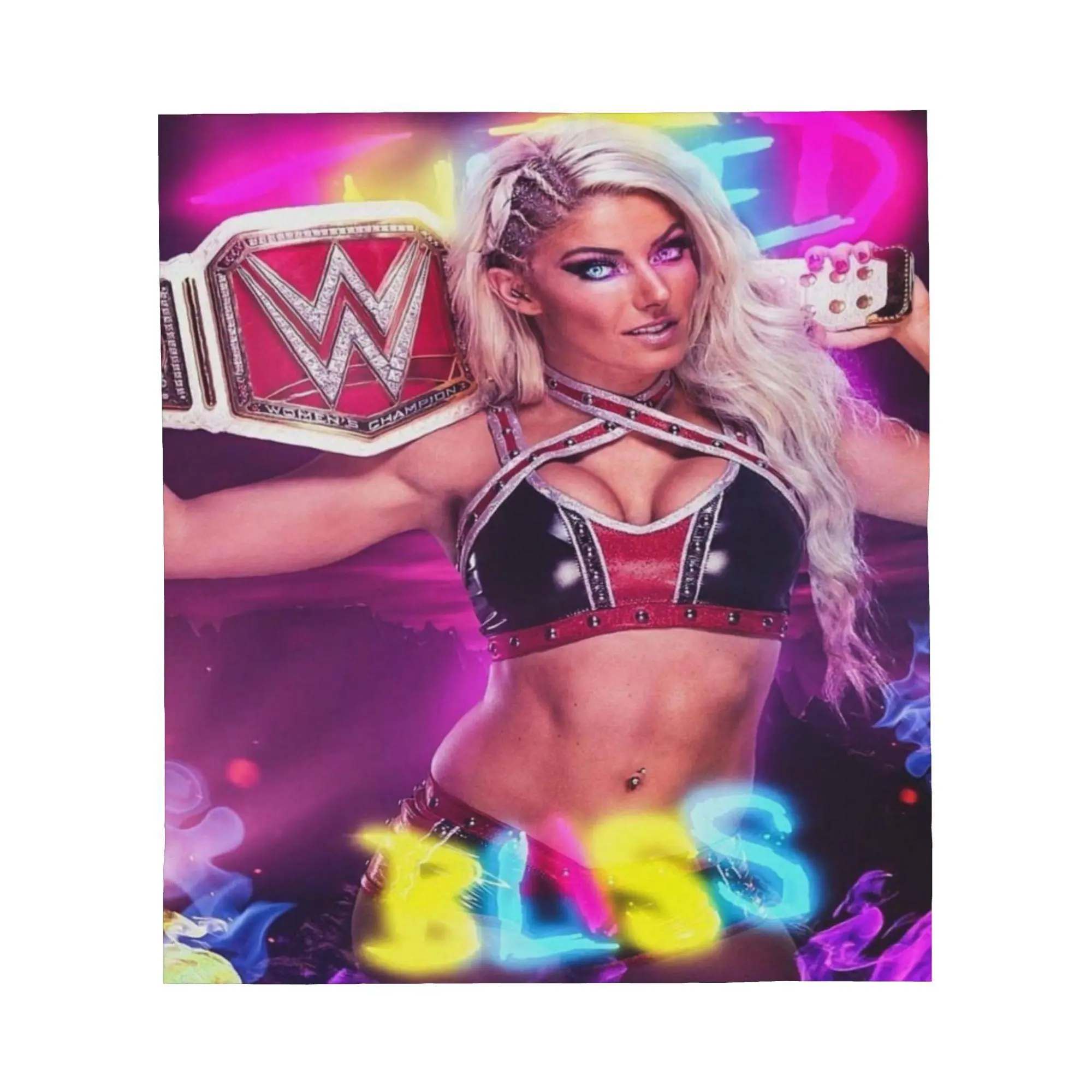 Alexa Bliss Superstar Graphic Print Flannel Throw Blanket Lightweight Cozy For Bedroom Travel Camping