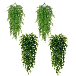 26 New 8-piece realistic Boston fern wall decorations, suitable for home, office, garden porch decoration, wedding anniversary, holiday, Mother's Day, Saint Patrick's Day, spring and summer display - indoor and outdoor courtyard scene decoration set, offi