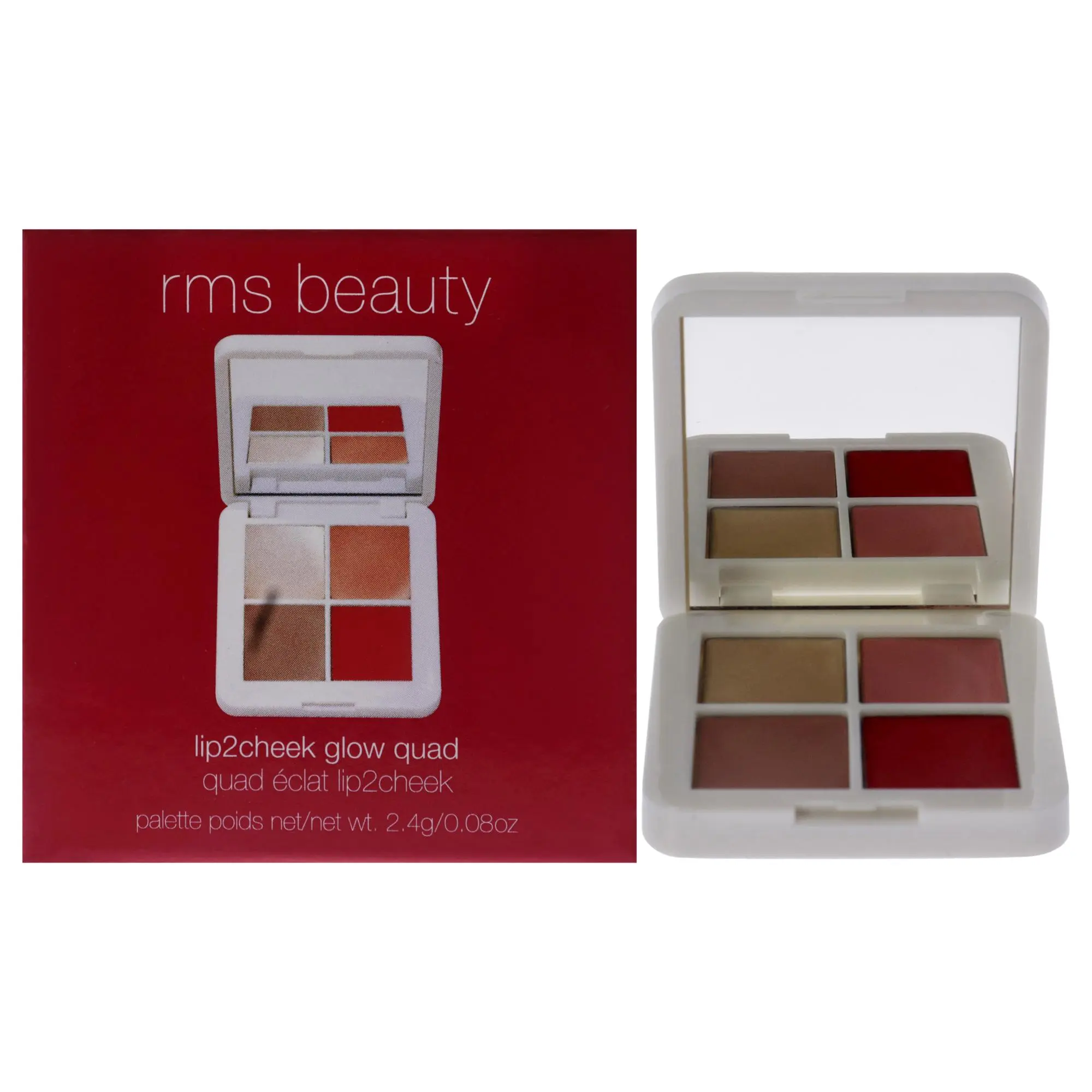 Women's RMS Beauty Lip2Cheek Glow Quad Mini Compact Blush, 0.08oz Female Make-Up Beauty Products, Multi-Use Glow