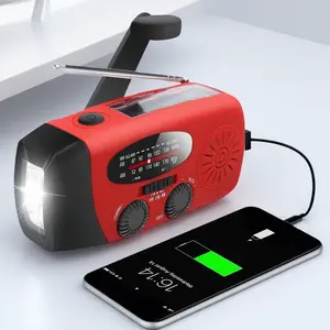 2000mAh Solar Crank Emergency Radio Portable FM AM NOAA Weather Radio with USB Charger Power Bank LED Flashlight for Outdoor Camping Travel Survival Gear Birthday Gift Solar Powered Radio