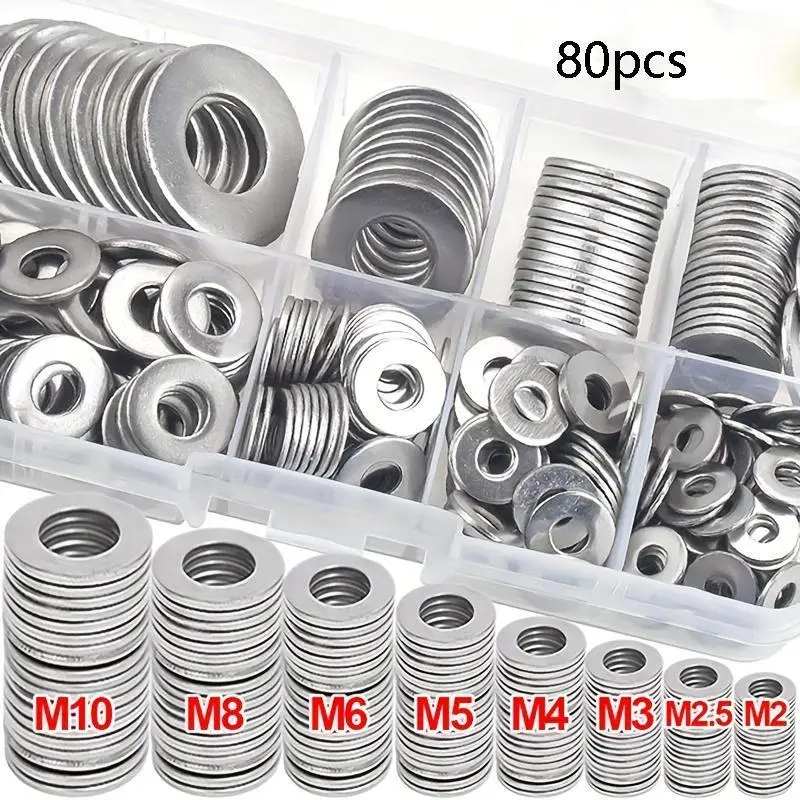 Stainless Steel Washer Set, O-Ring Gasket Fastener Set, Durable Gasket Assortment for DIY Projects, Mechanical & Electrical Applications, Professionals & Hobbyists, Corrosion, Practical, Heavy Duty Fastening