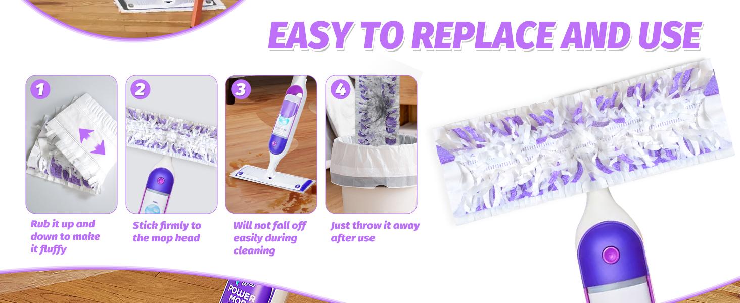 Disposable Power Mop Pads Refills for Swiffer PowerMop,Multi-Surface Mopping Pad Refills for Floor Cleaning (White & Purple, 10 Pack) Disposable Power Mop Pads Refills for Swiffer PowerMop,Multi-Surface Mopping Pad Refills for Floor Cleaning (White & Purple, 10 Pack)