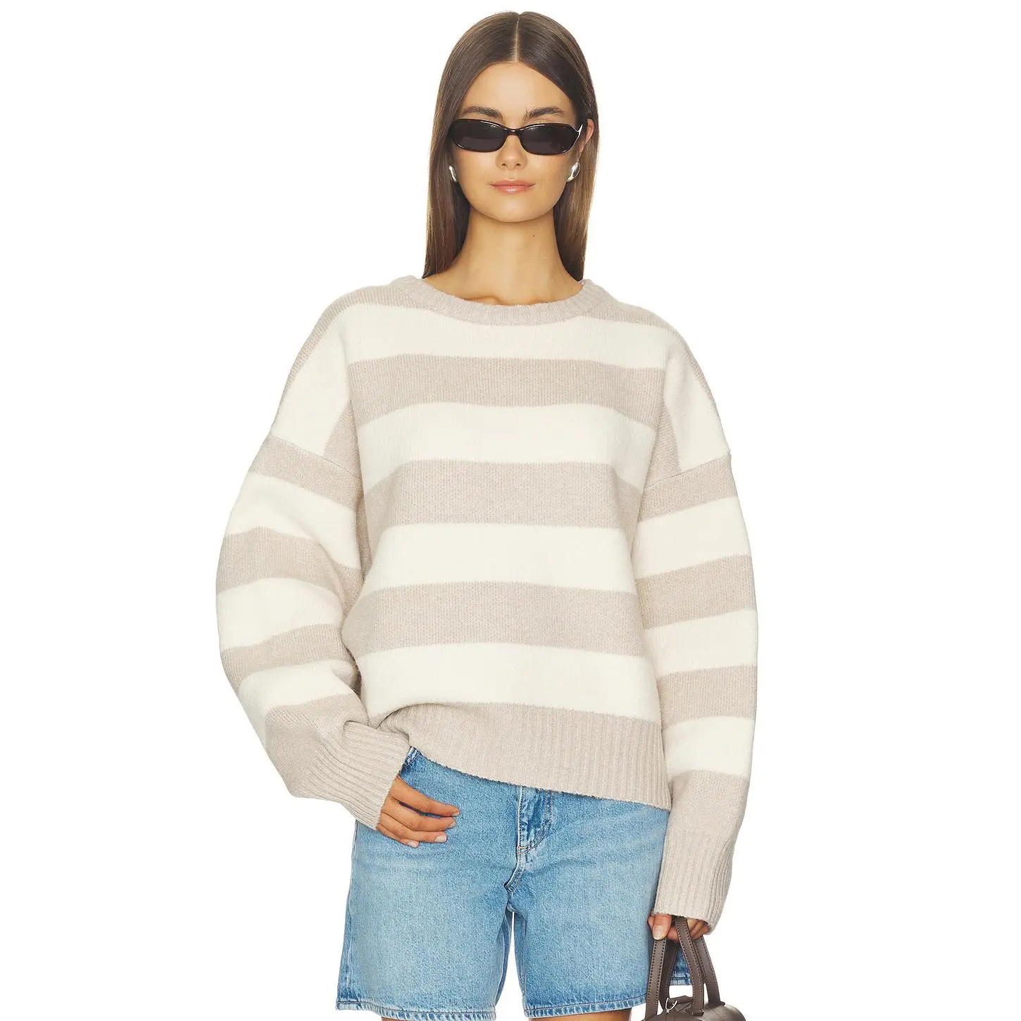LIONESS Dolce Knit Sweater in Sand Stripe