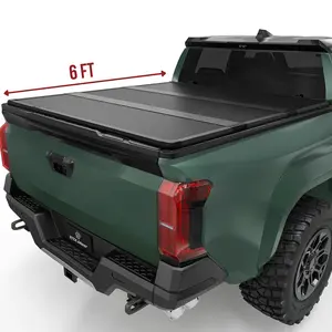 [Fits 2016-2025 Toyota Tacoma] 6 Ft Bed, FRP Hard Tri-Fold Truck Bed Tonneau Cover, with Deck Rail System