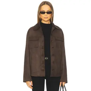 Tularosa Irene Faux Suede Jacket in Espresso Brown