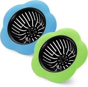 2-Piece Upgraded Silicone Rubber Plastic Kitchen Sink Strainer Filter, 4.5" Diameter, Compatible with Most Kitchen Sink Drain Baskets