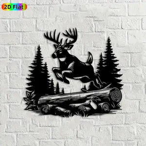 1pc Deer & Pine Tree Metal Wall Art,Wild Deer Statue Mural,Ideal Gift for Christmas,New Year,Weather-Resistant Metal Wall Decor Wall Sculptures,Perfect for Outdoor Fence & Living Room Wall,Nature Enthusiasts, Art Wall Decoration