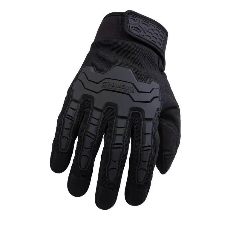 StrongSuit BRAWNY PLUS "Finger Guard Glove" with Leather Palm - Thermoplastic Finger Guards, Poron Padding, IntekTouch Technology
