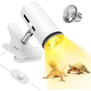 Reptile Heat Lamp with 50W UVA UVB 3.0 Light Bulb, Basking Spot Light Tortoise Sun Lamp, Heating Lamp for Turtle, Beared Dragon, Lizard, Snake, Amphibians