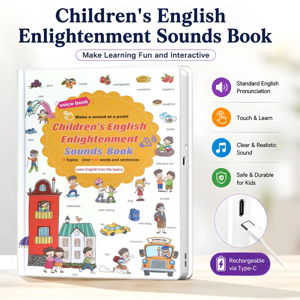 Toddler 1-6 Year Old | My First English Sound Toy – 470+ Words, 21 Themes, Fun Word Game & Bilingual Toys, Juguete Educativo for Educational Language, School Education & Perfect Educational Gift Animal Airplane