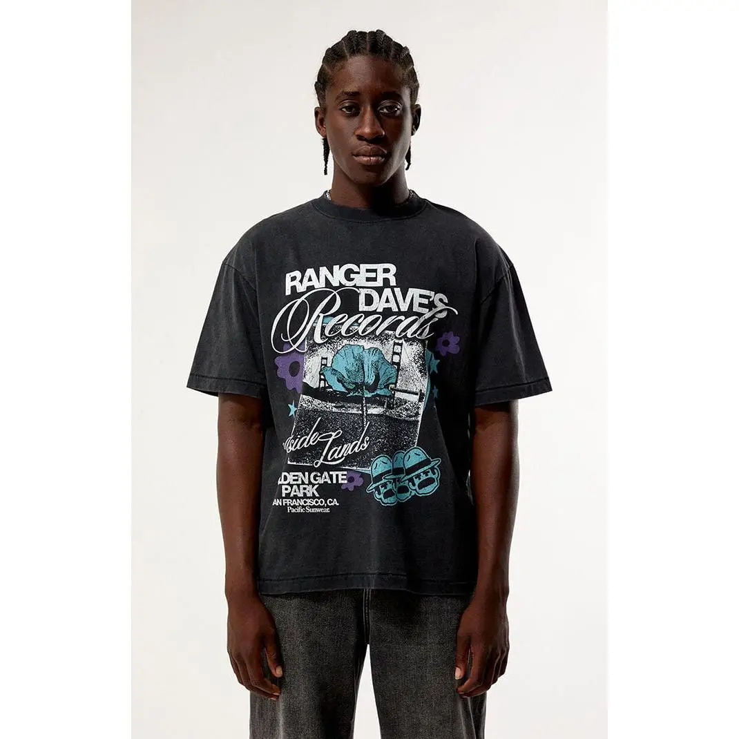 Pacsun Men's x Outside Lands Ranger Dave's Records T-Shirt - Multicolor