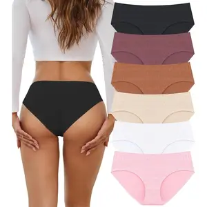 Seamless Underwear for Women No Show Cheeky Low Rise Bikini Jacquard Soft Ladies Panties Breathable Stretch Hipster 6 Pack