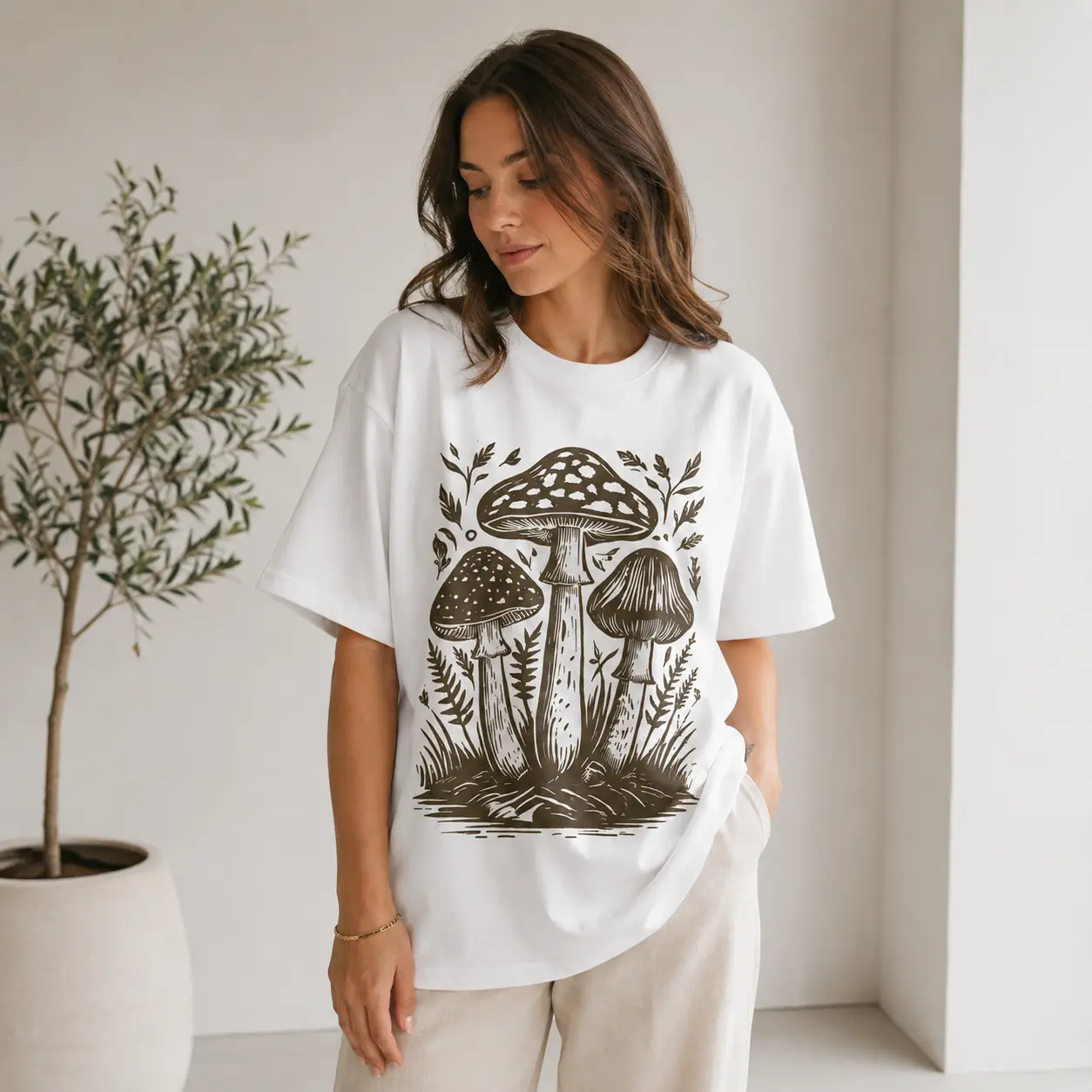 Cottagecore Mushroom Graphic T-Shirt Vintage Woodland Nature Lover Gift Tee