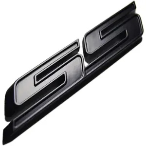 zorratin Slant SS Grill Side Trunk Emblem Badge Decal with Adhesive for Chevrolet Chevy Camaro Impala Malibu Holden 2010-2015 [Full Black]