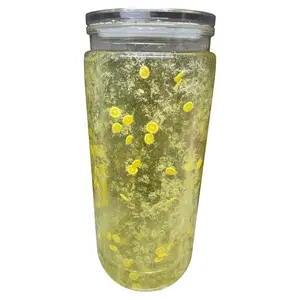 Lemonade Theme 20 oz Acrylic Tumbler with Yellow Accents and Clear Lid