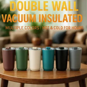 1Pc 15oz Double Wall Stainless Steel Vacuum Insulated Mug with Lid, Matte Finish Thermal Cup Tumbler, Keep Hot 6H/Cold 12H, Compact Leak-Proof Insulat Cup for Coffee Tea, Great for Office/Commute/Travel/Home Use, Unique Gift for Women Men