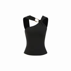 Cider Asymmetrical Neck Chain Detail One-Shoulder Tank Top SwimWeek