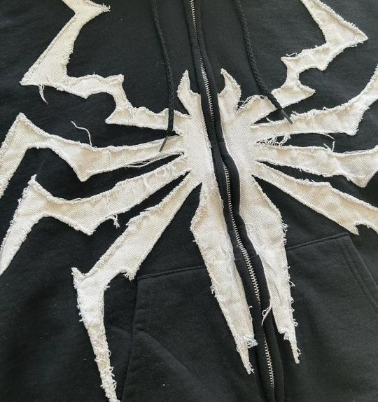 American and European dark street fashion spider print men's and women's hooded pullover hoodie