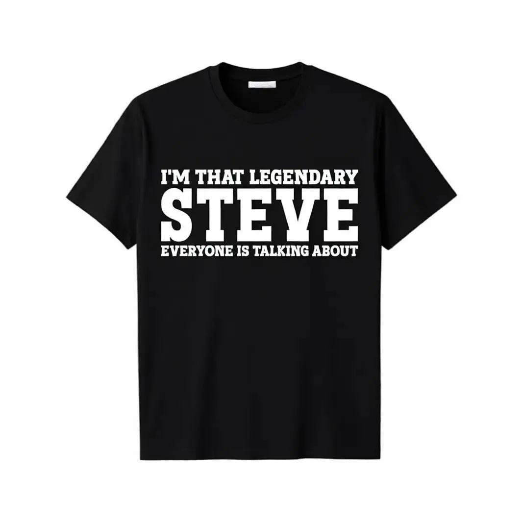 Legendary Steve Graphic T-Shirt for Men, Casual 100% Cotton Streetwear Top, Short Sleeve Round Neck - Check Size Guide, Tshirt