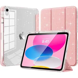 Case for iPad (A16) 11th Gen 11-Inch, iPad 10th Generation, Smooth Glitter Sparkly Slim Cover with Shiny Clear Back Shell & Pencil Holder