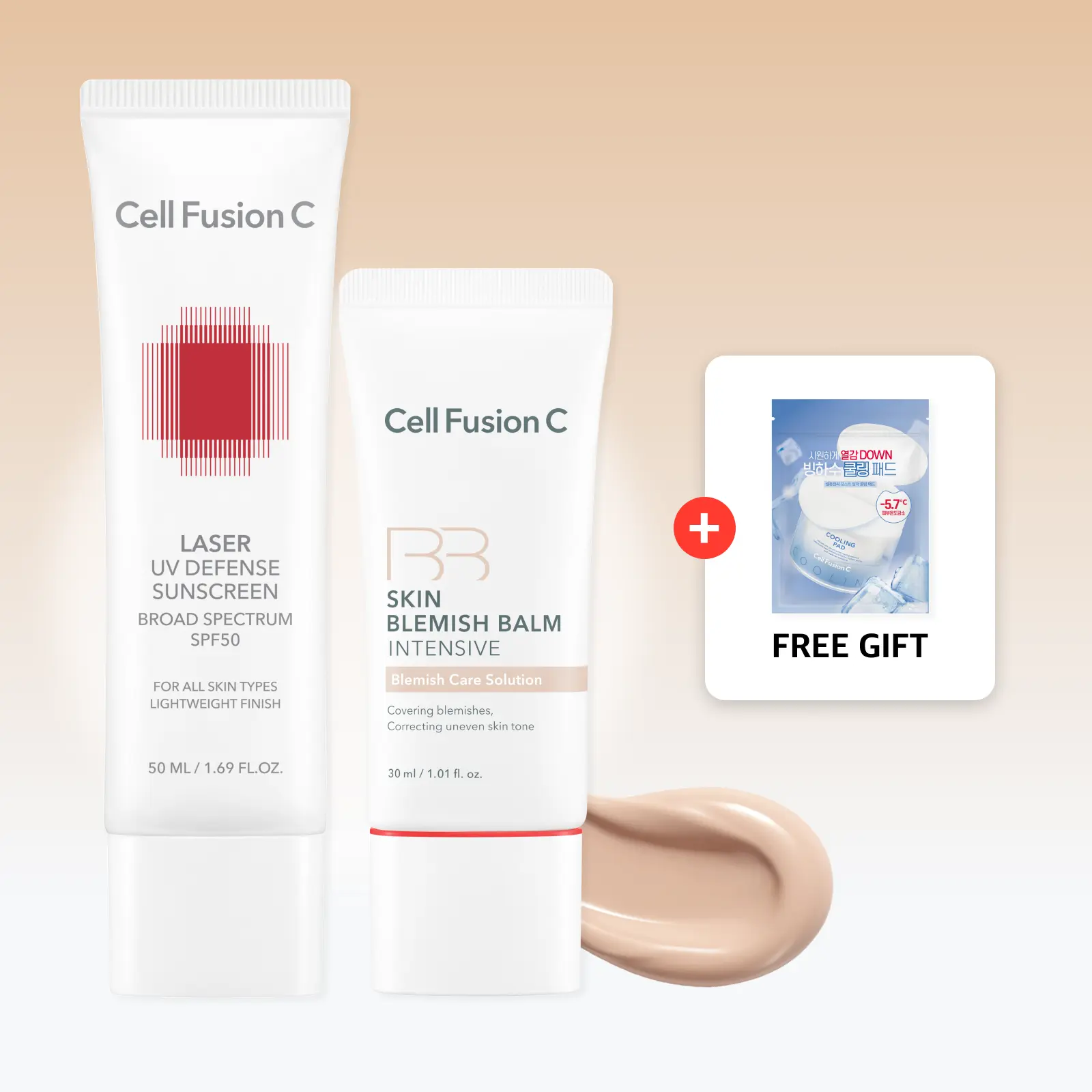 [Cell Fusion C] Skin Defense BB No.23 & UV Duo | Skin Blemish Balm Intensive + Laser UV Defense Sunscreen SPF 50 Set | 24h buildable Coverage, Sensitive Skin Safe, Korean Skincare Set