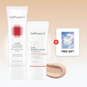 [Cell Fusion C] Skin Defense BB No.23 & UV Duo | Skin Blemish Balm Intensive + Laser UV Defense Sunscreen SPF 50 Set | 24h buildable Coverage, Sensitive Skin Safe, Korean Skincare Set