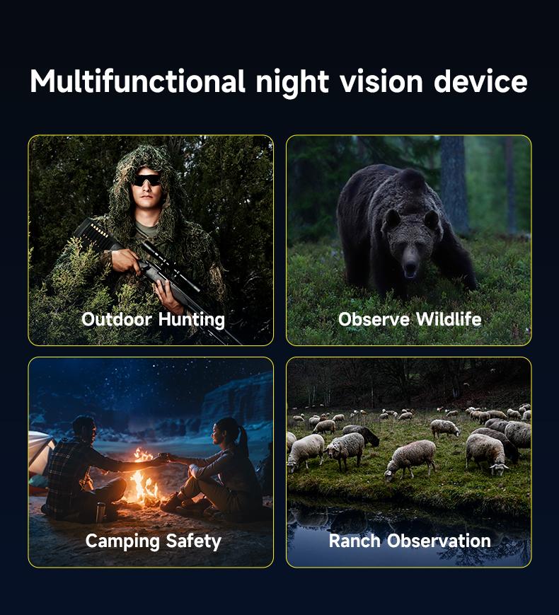 4K HD Night Vision Binoculars, 800m Viewing Range, 3.0" Screen, 5W IR, Photo/Video, Built-in Flashlight, Night Vision Goggles for Hunting, Camping, Surveillance