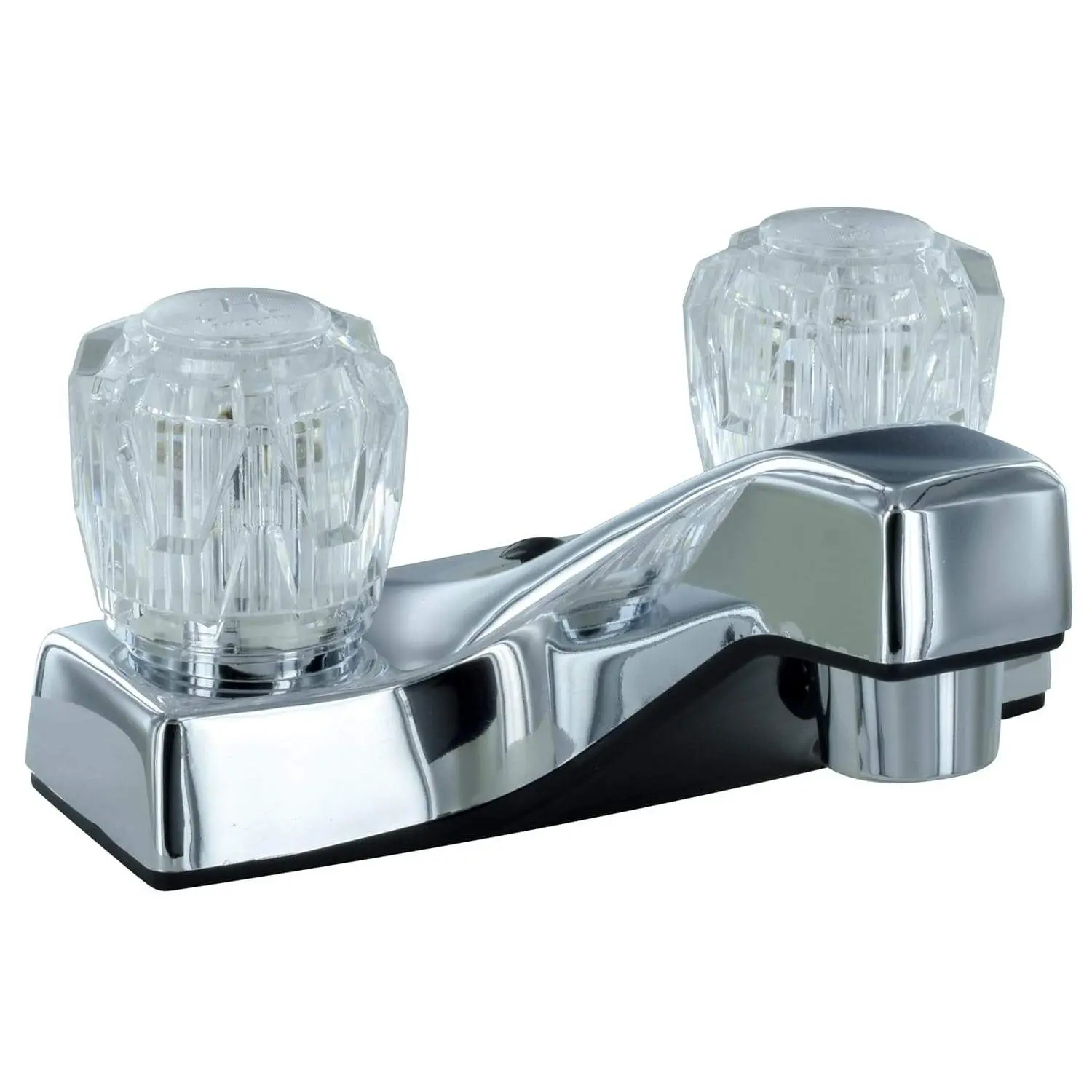Lavatory Faucet, 4 In, 2 Knob, Plastic, Chrome