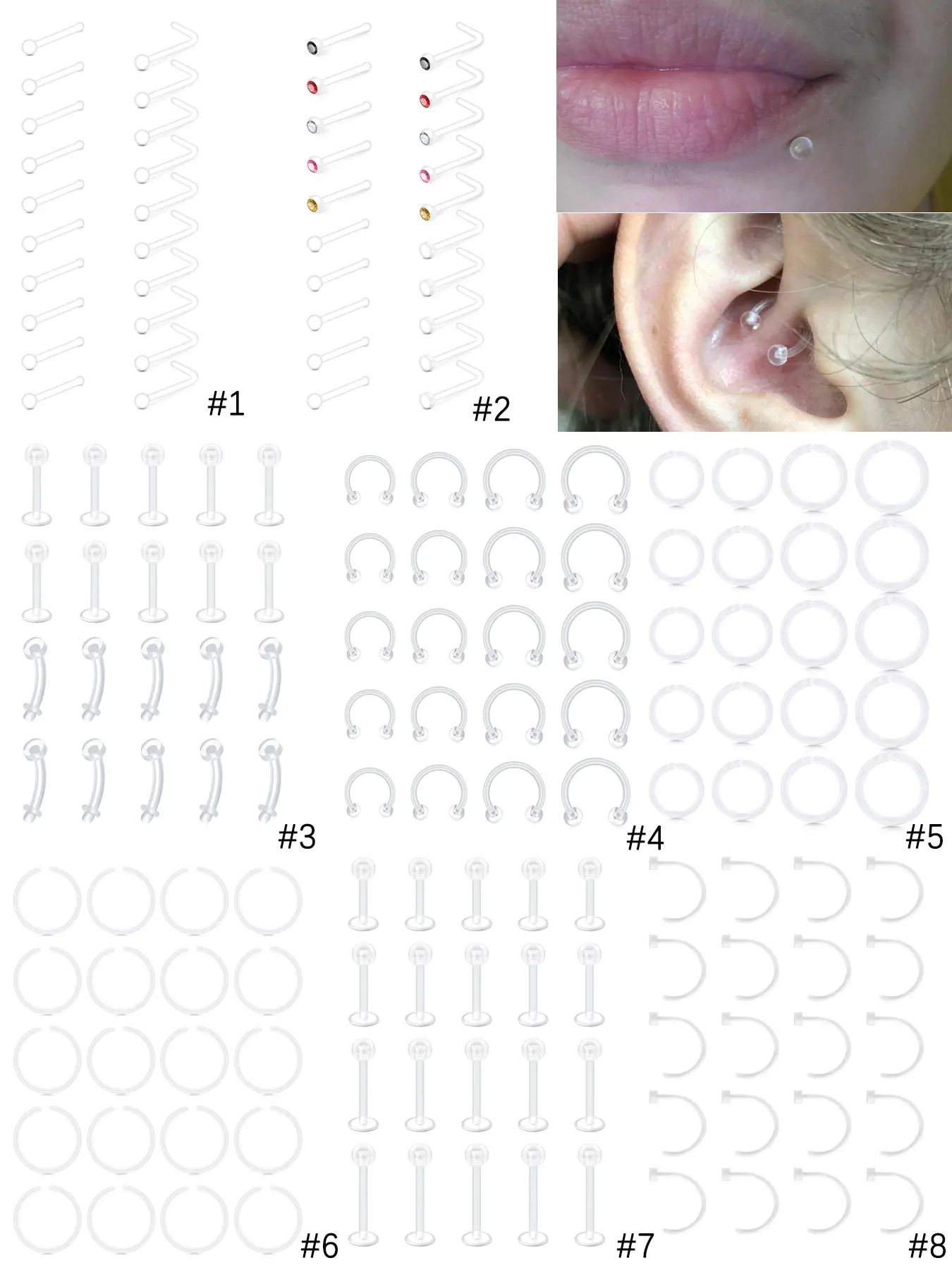 Cute Clear Bioflex Spiral Nose Ring, Flexible Durable Material, Perfect for Daily Wear & Sensitive Skin, Multiple Sizes Available