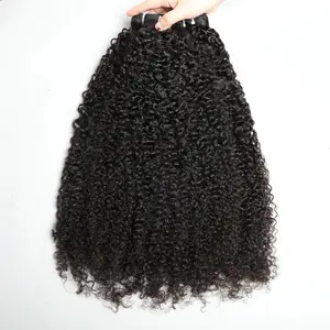 BELE Hair Pissy Curly Human Hair Bundles 12A Grade Remy Hair Extensions 1/3/4 Bundles Wholesale Deal Burmese Pissy Curly Hair Extensions Human Hair 100% Real Weave Hair Bundles Extension Natural Black Color For Women