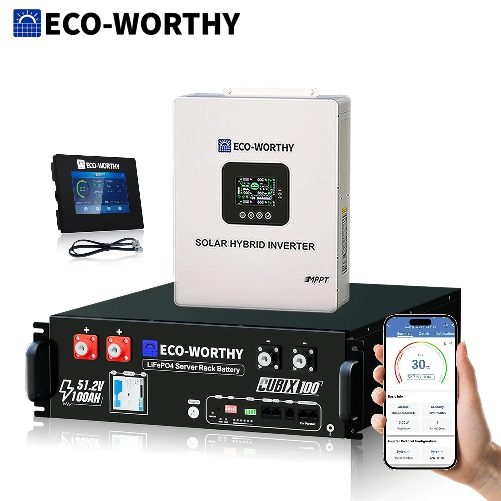 【SOLD OUT】ECO-WORTHY 5120Wh 48V 100Ah LiFePO4 Battery + 5kW 48V Soalr Inverter For Home
