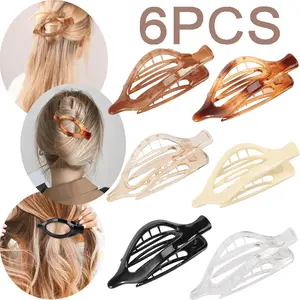 6 Pack Flat Claw Clips for Women,Girls,French Flat Hair Clip Set,Matte Curved Hair Claws Clip,Lay Down Claws Clips,Durable Strong Hold Hair Clip,Christmas Party Gifts,Hand Tools Kits