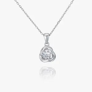 EIoways Sterling Silver Heart Knot Necklace Moissanite Pendant Necklace 0.44ct D Color VVS S925 Sterling Silver Moissanite Jewelry Perfect Birthday Mother’s Day Christmas Gift for Women Wedding