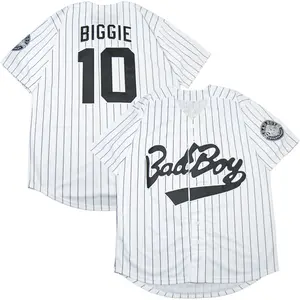 Men's #10 Bad Boy Movie White Black Hip Hop Baseball Jersey Embroidery Short-Sleeved Football Baseball Jersey Clothing Apparel