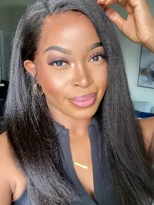 14 Inch Kinky Straight Wig, Yaki Synthetic Wigs, Omber Wigs, Soft and Fluffy, Medium Length, for Women, All Seasons, Synthetic Fiber Wig, Daily Wear Wig, Fluffy Hair Wigs