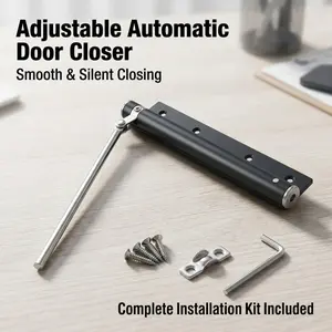 Adjustable Automatic Door Closer, Silent & Smooth Closing Door Hardware with Complete Installation Kit for Residential & Commercial Use