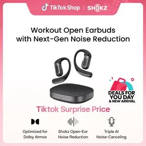 SHOKZ OpenFit Pro Open-Ear True Wireless Earbuds with Open-Ear Noise Reduction, Optimised for Dolby Atmos, Deep Bass, 50H Playtime, AI-Powered Clear Calls for Work, Sport, Bluetooth 6.1, IP55, Black