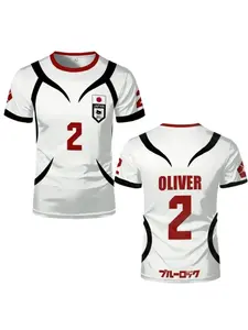 Anime Blue Lock Oliver Aiku Cosplay Jersey #2 Japan U20 Football Shirt 3D Printed Soccer Training T-Shirt for Men