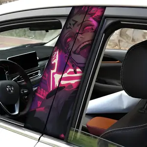 Set of 2 Waterproof Anime Car B-Pillar Vinyl Decals for Both Sides - Stylish Decorative Stickers & Scratch Covers for Center Pillars!