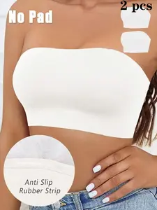 YOUKA 2 Pcs Seamless Strapless Bralette, Comfortable Wireless Invisible Bandeau Bra for All Outfits Spring Spring Tribute Buy | Mother’s Day Comfy Essentials Flash Deal