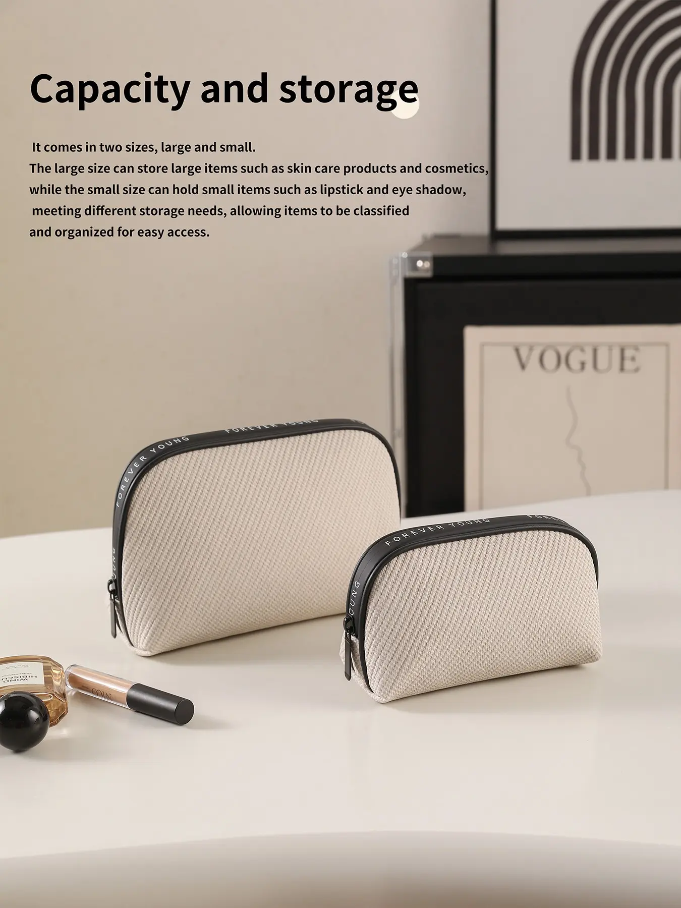 Waterproof Makeup Bag, Travel Cosmetic Organizer, Portable Washbag with Zip for Women and Girls, Ideal for Trips and Vacations, Perfect Birthday Gift, Travel Accessory, Travel Makeup Pouch, Cosmetic Bags