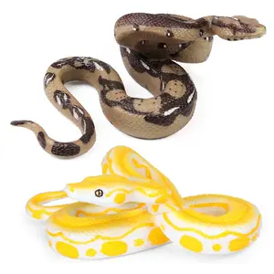 2pcs Realistic Fake Snakes Toy Rubber Snake Figure for Halloween Prank Props Boa Constrictor Scare Birds and Squirrels Pack of 2