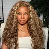 UNice No Slip Caramel Brown with Honey Blonde Highlights Water Wave Wig Pre Everything 13x4 Lace Frontal Human Hair Wig with Drawstring Natural Hailine Ready to Wear Beginers Friendly