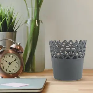 10x10 Matte Gray Ceramic Pot – Modern Decorative Pot with Elegant Lattice Design