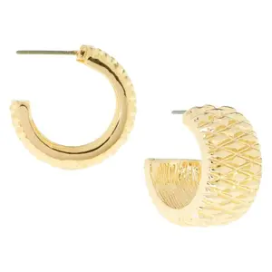 Marlyn Schiff 1/2" Quilted Wide Hoop Earrings
