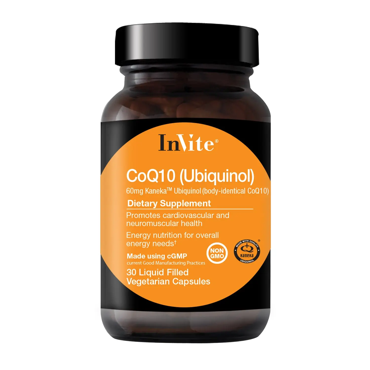 InVite CoQ10 Ubiquinol 60mg Kaneka Ubiquinol Natural Yeast Fermented Bio Identical for Heart Health 30 Liquid Filled Vegetarian Capsules