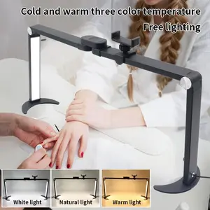 Half-Moon Foldable LED Lamp Stand, Eye-Care Dimmable Beauty Light, Suitable for Nail Art Eyelash Tattoo Embroidery, Indoor Lighting