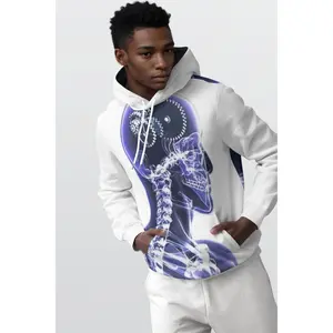TiZo Design Skeleton Print Men's Pullover Hoodie