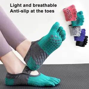Anti Slip Socks for Exercise Women’s Non-slip Five Toe Yoga Socks with Grips Ballet-style Studio Exercise Footwear Premium